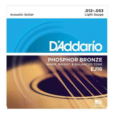 ej16 דאדריו / D'Addario: מיתרים לגיטרה אקוסטית Phosphor Bronze EJ16