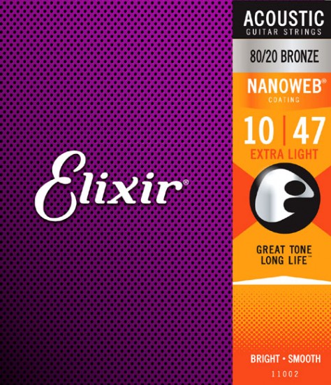 elixir-nanoweb-10-47-11002 אקוסטית: Elixir Acoustic 10/47 Bronze - Nanoweb