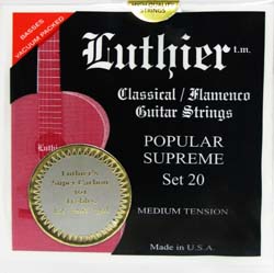 l20c מיתרים: סט מיתרים לגיטרה קלאסית ופלמנקו עם מיתרים גבוהים מסיבי פחם Luthier L20C