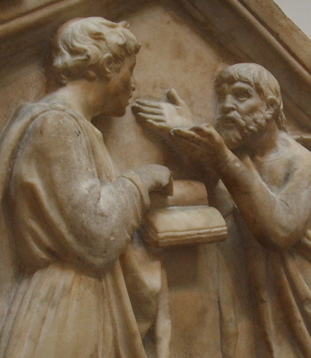 Platon et Aristote par Della Robbia détail