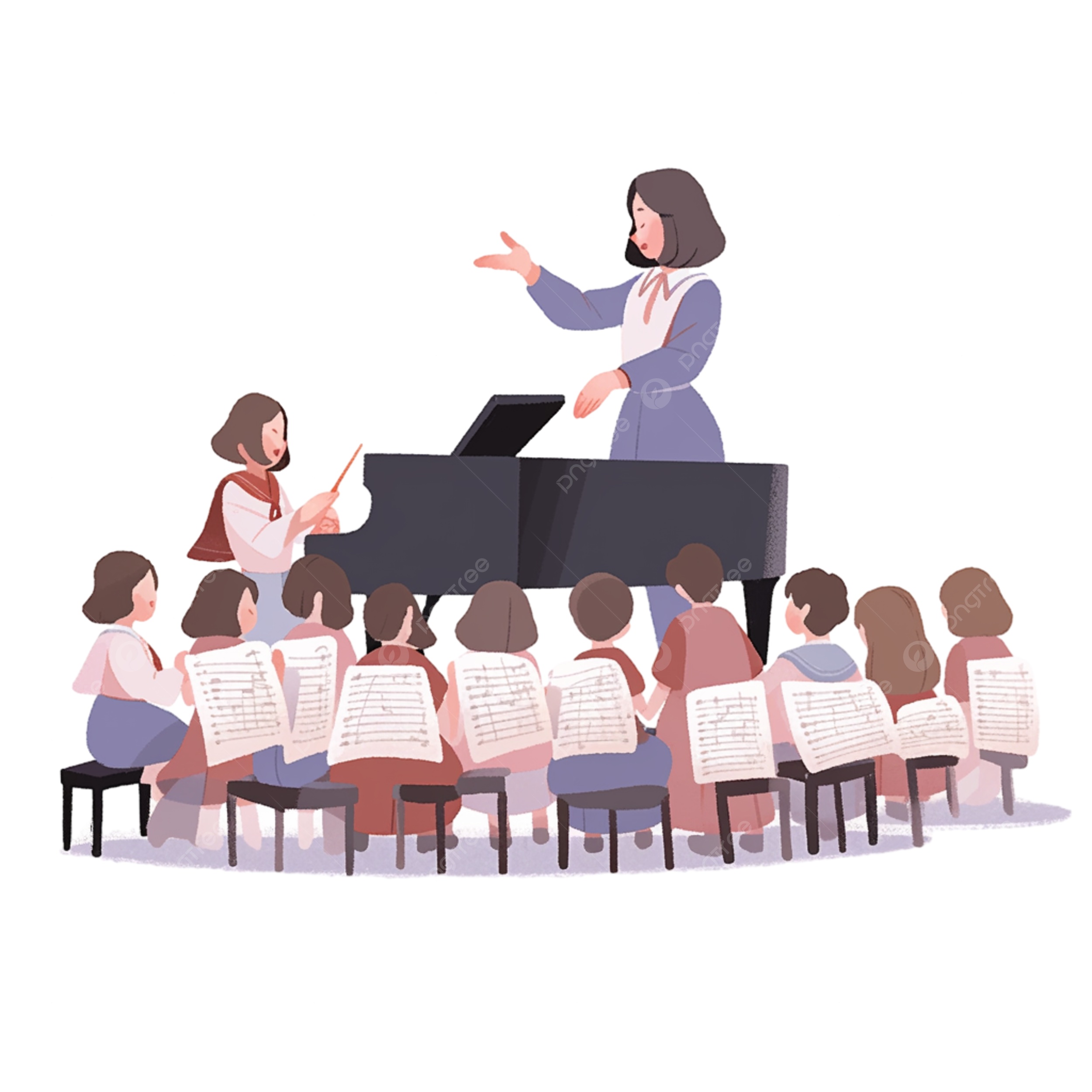 pngtree music teacher giving lessons to children with hand drawn elements png image 14071162