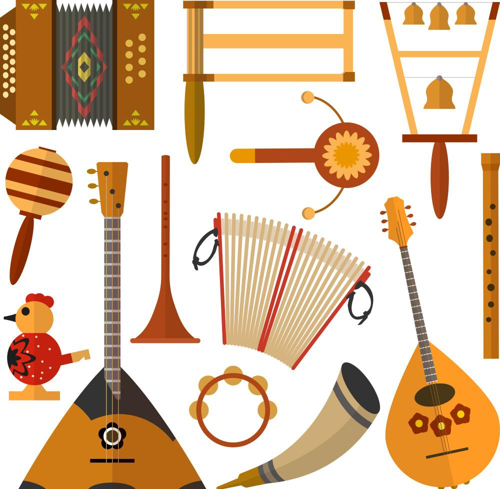 set of russian folk music instruments vector 13589840