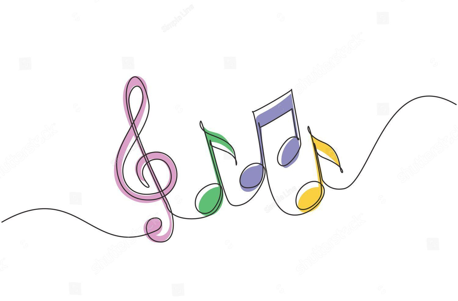 stock vector continuous one line drawing music notes on stave musical symbol in one linear minimalist style 2255225845