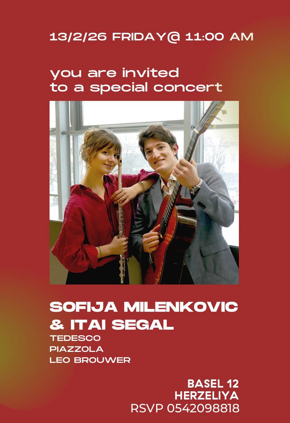 איתי סגל וסופיה מילנקו - דואו גיטרה קלאסית וחליל